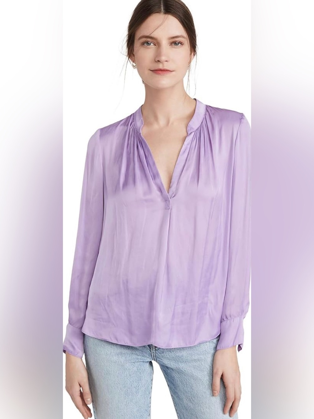 Zadig & Voltaire Lavender V-Neck Long Sleeve Blouse
